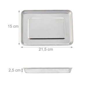 Plateau médical en inox lot de 3 Argenté - Métal - 22 x 3 x 15 cm