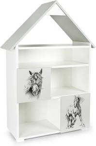 PETIT CHALET blanc et gris Cheval Bois manufacturé - 32 x 117 x 80 cm