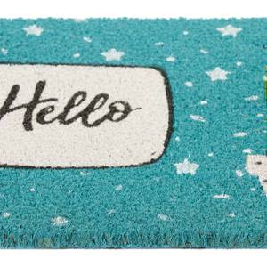 Paillasson coco «Hello» Vert - Turquoise - Blanc - Fibres naturelles - Matière plastique - 60 x 2 x 40 cm