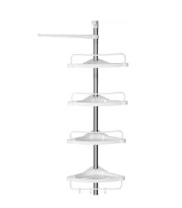 Ausziehbares Eckduschregal mit 4 Ablagen Weiß - Metall - 23 x 300 x 34 cm