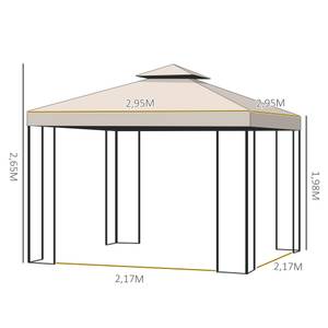 Gartenpavillon 84C-043CW Weiß - Metall - 295 x 265 x 295 cm