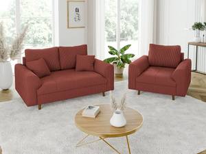 Sofa Neo 2-Sitzer Cord-Stoff Rubinrot