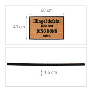 Kokosmatte DING DONG Schwarz - Braun - Naturfaser - Kunststoff - 60 x 2 x 40 cm