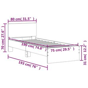 Bettgestell-K-12187 Schwarz - Holzwerkstoff - 80 x 70 x 193 cm