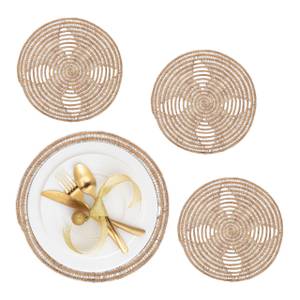 Palmenfaser Tischset 4-teilig Braun - Rattan - 35 x 1 x 35 cm