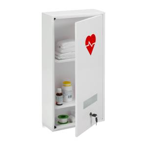 Abschließbarer Medizinschrank mit Herz Rot - Weiß - Metall - 30 x 60 x 12 cm