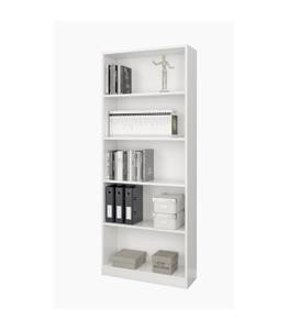 Bibliothèque 4 tablettes de rangement Blanc - Bois manufacturé - Matière plastique - 28 x 201 x 80 cm