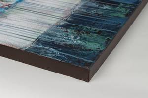 Tableau peint Relaxation profonde Bleu - Turquoise - Bois massif - Textile - 80 x 120 x 4 cm