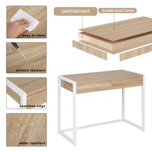 Schreibtisch Dominik Braun - Weiß - Holzwerkstoff - Metall - 100 x 76 x 50 cm