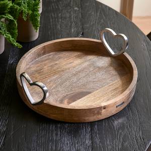 Pretty Hearts Serving Tabletts Braun - Metall - Massivholz - Holzart/Dekor - 40 x 11 x 40 cm