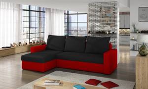 Ecksofa LIVI Schwarz - Rot - Ecke davorstehend links