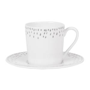 Tasse à café et sa sous-tasse Éole 12 cl Blanc - Porcelaine - 6 x 6 x 6 cm