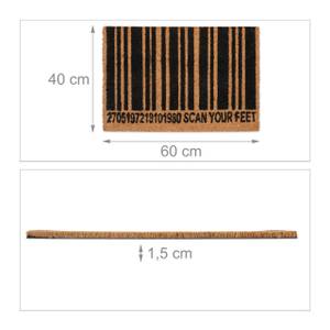 Kokos Fußmatte Barcode Schwarz - Braun - Naturfaser - Kunststoff - 60 x 2 x 40 cm