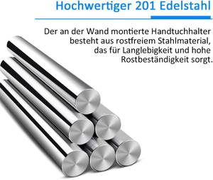Handtuchablage aus Edelstahl Silber - Metall - 23 x 16 x 60 cm