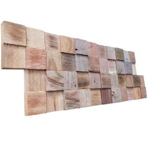 Wandverkleidung Natural Cube Braun - Massivholz - 18 x 2 x 50 cm