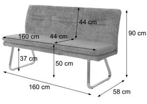 Sitzbank H70 Grau - Textil - 160 x 90 x 58 cm