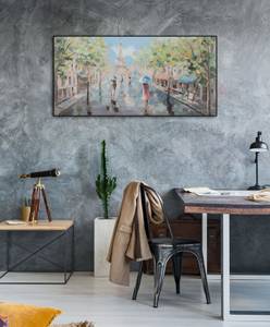 Acrylbild handgemalt Frühling in Paris Blau - Massivholz - Textil - 120 x 60 x 4 cm