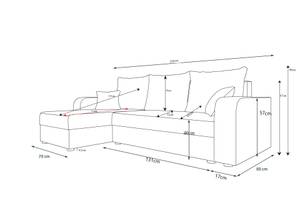 Ecksofa HEWLI BIS Steingrau - Breite: 235 cm - Ecke davorstehend rechts