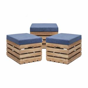 Sitzhocker mit Stauraum FLAME  3er Set Marineblau