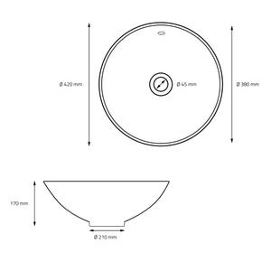 Waschbecken aus Keramik Schwarz - Keramik - Metall - 40 x 17 x 40 cm