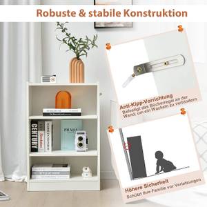 Bücherregal, Standregal mit 3 Fächern Weiß - Holzwerkstoff - 30 x 75 x 50 cm