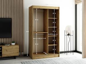 Armoire à portes coulissantes lamelo 1 Noir - Imitation chêne - Largeur : 120 cm