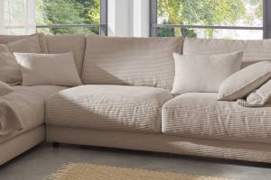 Sofa MADELINE Ecksofa Cord Taupe - Ecke davorstehend links