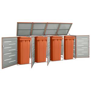 Abri à poubelles à roulettes 3010469-4 Orange - Métal - 78 x 113 x 277 cm