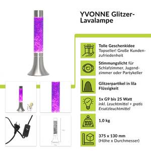 Lavalampe YVONNE Granit - Flieder - Rot - Silber