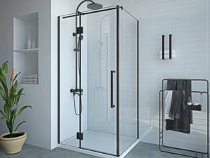 Paroi douche avec porte PRINCETON Noir - Métal - 80 x 190 x 100 cm