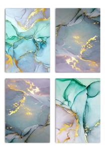 Aquarell Gold Poster Set Papier - 70 x 50 x 70 cm