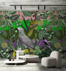 Fototapete Amazona 2 Walls by Patel Grau - Grün - Violett - Kunststoff - Textil - 400 x 270 x 0 cm