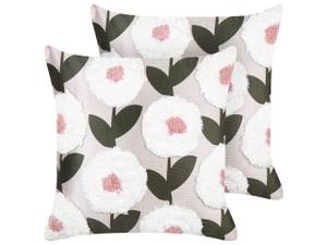 Coussin décoratif KUNRI Vert - Rose foncé - Blanc - Fibres naturelles - 45 x 4 x 45 cm