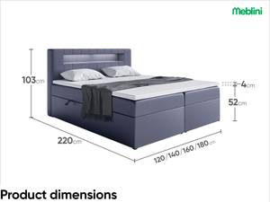 Boxspringbett Aspin Graphit - Breite: 180 cm - H3