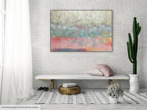 Acrylbild handgemalt Gedanken sind frei Beige - Türkis - Massivholz - Textil - 120 x 80 x 4 cm
