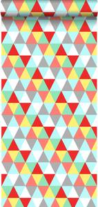 papier peint triangles 7070 Rouge - Fibres naturelles - Textile - 53 x 1005 x 1005 cm