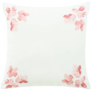 Kissenbezug weiß-pink Floral Weiß - Textil - 45 x 45 x 45 cm