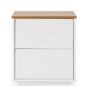 Table chevet Bob 2 tiroirs blanc Blanc - Bois massif - Bois/Imitation - 45 x 49 x 35 cm