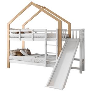 Etagenbett HomeyFuny Ⅰ Beige - Weiß - Holzwerkstoff - Massivholz - Holzart/Dekor - 183 x 223 x 245 cm