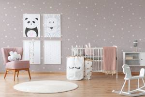 Kinderzimmer Sterntapete Grau Weiß Braun - Grau - Kunststoff - Textil - 53 x 1005 x 1 cm