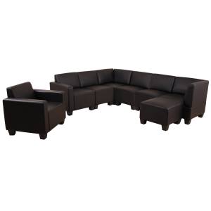 Couch-Garnitur Moncalieri (3-teilig) Schwarz - Kunstleder - 254 x 76 x 201 cm