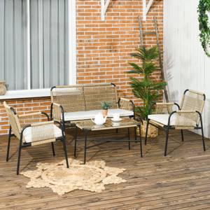 Polyrattan Gartenmöbel-Set 860-286V02YL Gelb - Textil - 65 x 74 x 110 cm