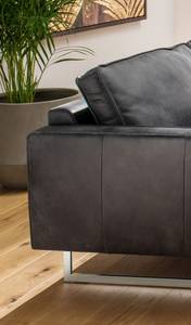 Sofa ALINE Leder schwarz Schwarz - Echtleder - Massivholz - 183 x 86 x 99 cm