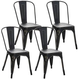 chaise salle à manger Benedikt Lot de 4 Noir - Métal - 44 x 89 x 48 cm