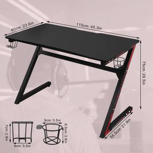 Gaming Tisch Shields Schwarz - Holzwerkstoff - Metall - 115 x 75 x 60 cm
