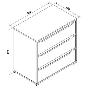 Kommode Ruben 80cm Weiß 3 Schubladen Weiß - Holzwerkstoff - 80 x 77 x 48 cm