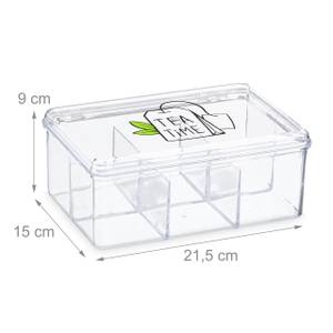 Transparente Teebox mit 6 Fächern Schwarz - Grün - Kunststoff - 22 x 9 x 15 cm