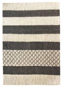 Handgefertigter Teppich Lovely Stripes Braun - Weiß - Textil - 160 x 230 x 1 cm