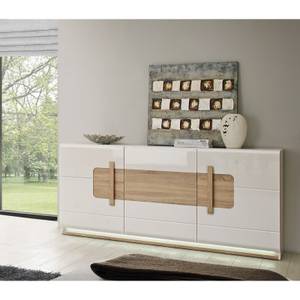 Buffet 3 portes blanc laqué - ALEXIANE Blanc - Bois manufacturé - 195 x 91 x 41 cm