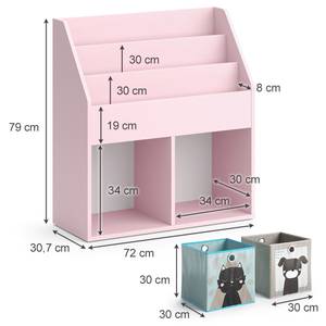 Bücherregalset Luigi Elch/Katze Pink - Holzwerkstoff - 72 x 79 x 31 cm